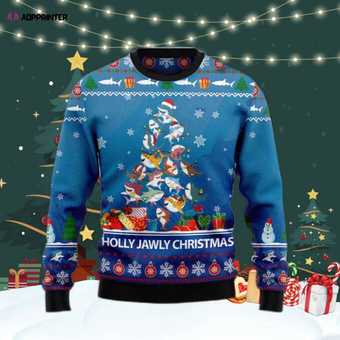 Shark Holly Jawly Ugly Christmas Sweater For Men & Women Adult US4365