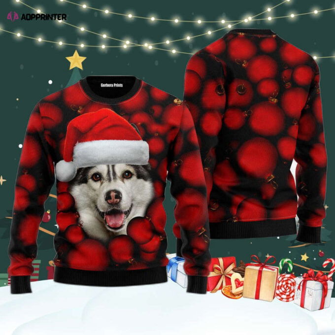 Siberian Husky Ugly Christmas Sweater Ornament – Perfect for Men & Women – US4199