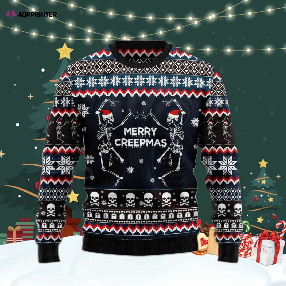 Merry Creepmas Skeleton Ugly Christmas Sweater – Adult US4396 Men & Women Merry Creepmas Skeleton Ugly Christmas Sweater – Adult US4396 Men & Women
