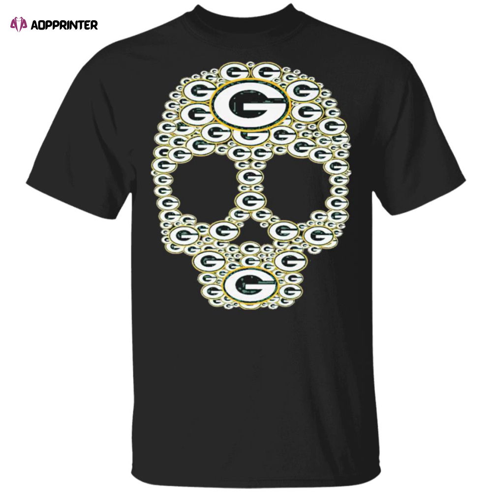 Skull Green Bay Packers logo skull shirt Skull Green Bay Packers logo skull shirt