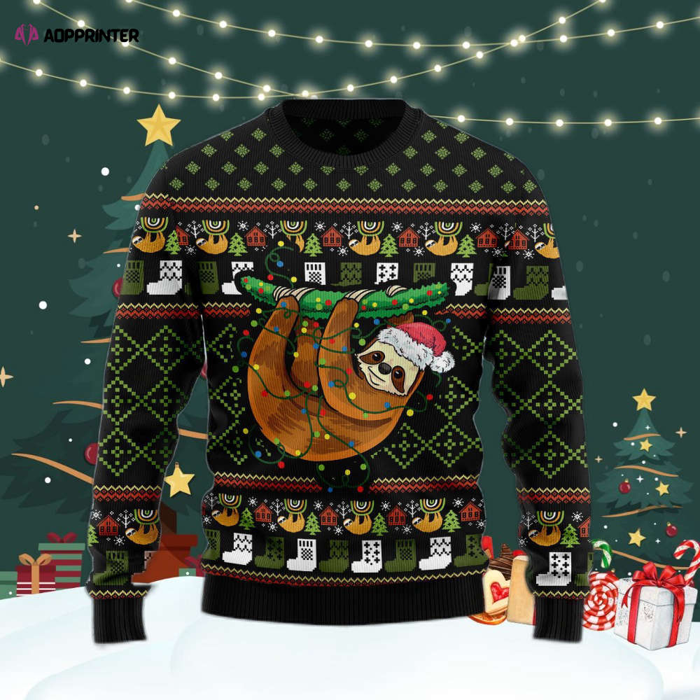 Sloth Light Ugly Christmas Sweater For Men & Women Adult US4407 Sloth Light Ugly Christmas Sweater For Men & Women Adult US4407