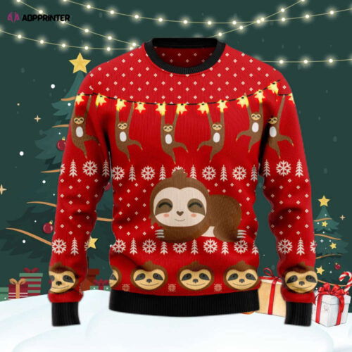 Festive Sloth Lover Ugly Christmas Sweater - Men & Women US4408: Get in the Holiday Spirit!