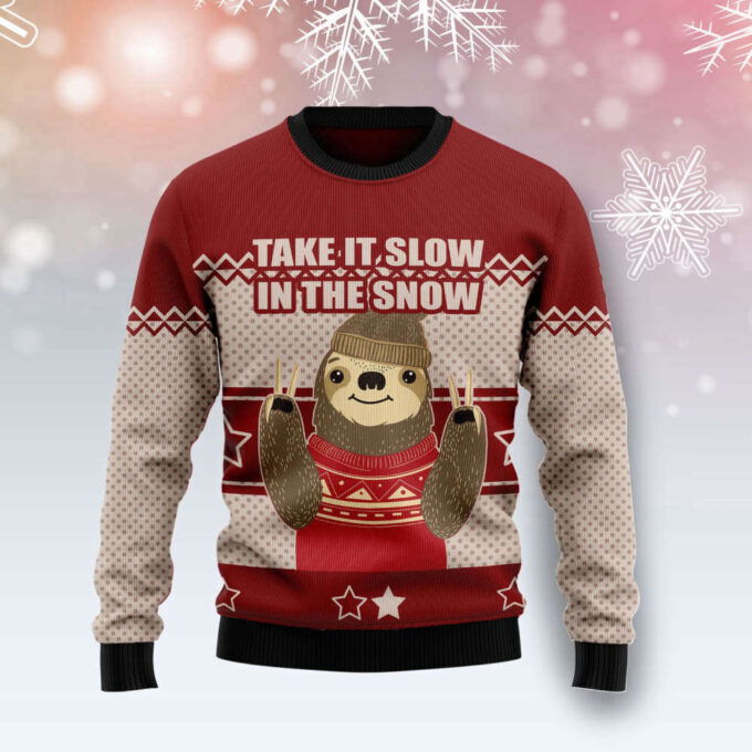 Sloth Take It Slow T Ugly Christmas Sweater For Men & Women Adult US4381