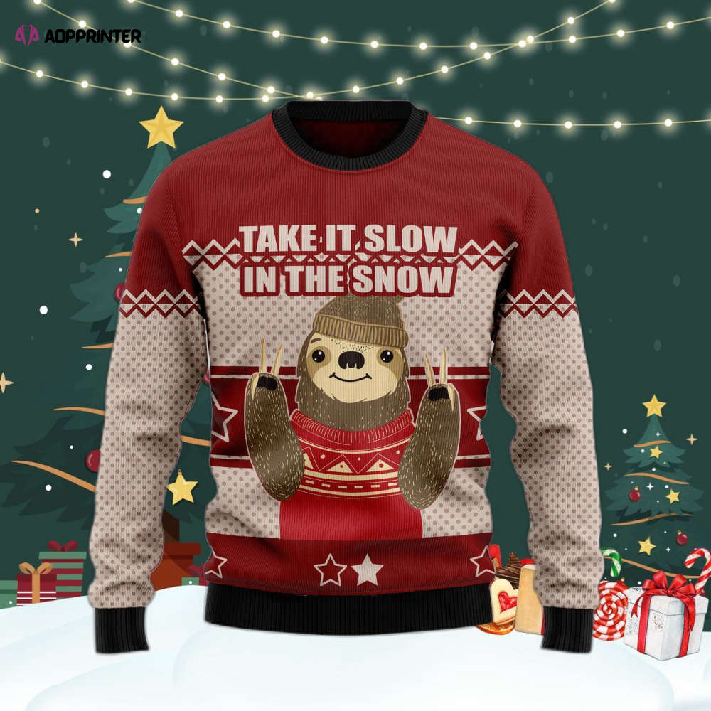 Sloth Take It Slow T Ugly Christmas Sweater For Men & Women Adult US4381 Sloth Take It Slow T Ugly Christmas Sweater For Men & Women Adult US4381