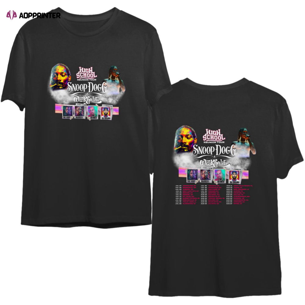 Snoop Dogg Wiz Khalifa Tour T-Shirt, High School Reunion 2023 Merch Gift for Fan Snoop Dogg Wiz Khalifa Tour T-Shirt, High School Reunion 2023 Merch Gift for Fan