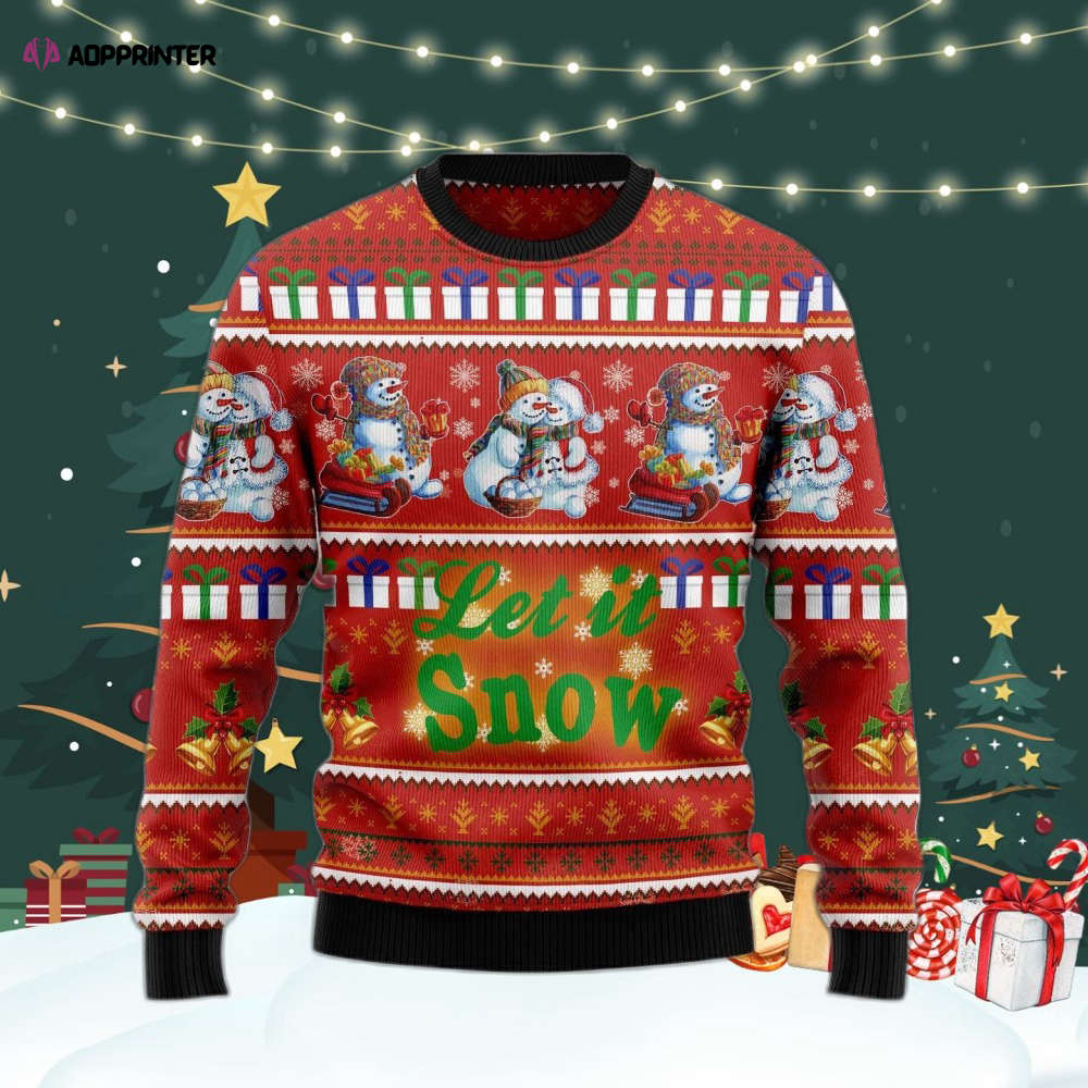 Snowman Let It Snow Ugly Christmas Sweater For Men & Women Adult US4431 Snowman Let It Snow Ugly Christmas Sweater For Men & Women Adult US4431