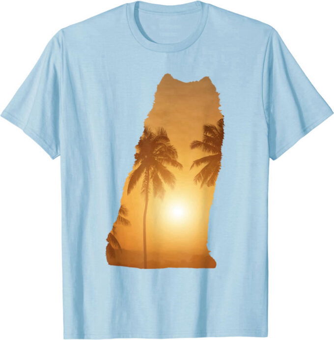 Summer Sunset Beach – Dog Silhouette Samoyed T-Shirt