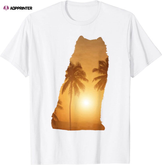 Summer Sunset Beach – Dog Silhouette Samoyed T-Shirt