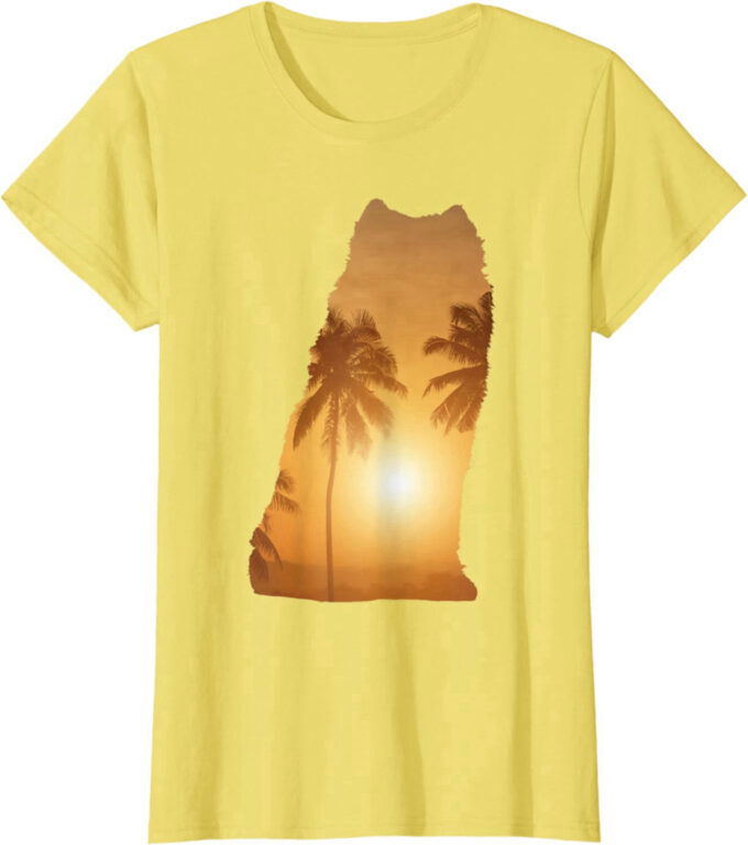 Summer Sunset Beach – Dog Silhouette Samoyed T-Shirt