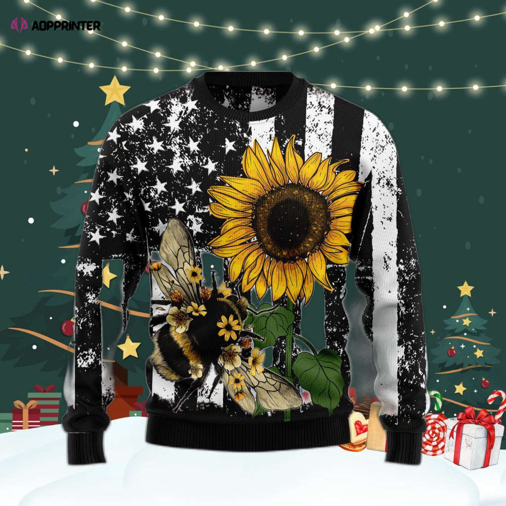 Sunflower Bee Ugly Christmas Sweater For Men & Women Adult US4437 Sunflower Bee Ugly Christmas Sweater For Men & Women Adult US4437