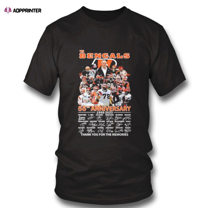 The Cincinnati Bengals 55th Anniversary 1968 2023 Thank You For The Memories Signatures Shirt