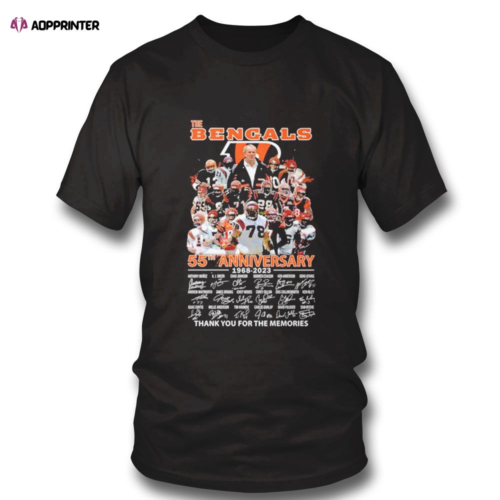 The Cincinnati Bengals 55th Anniversary 1968 2023 Thank You For The Memories Signatures Shirt The Cincinnati Bengals 55th Anniversary 1968 2023 Thank You For The Memories Signatures Shirt