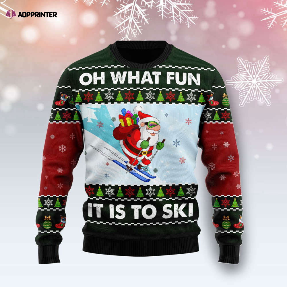 Ugly Christmas Sweater for Men & Women Skiing Oh What Fun Adult US4389 Ugly Christmas Sweater for Men & Women Skiing Oh What Fun Adult US4389