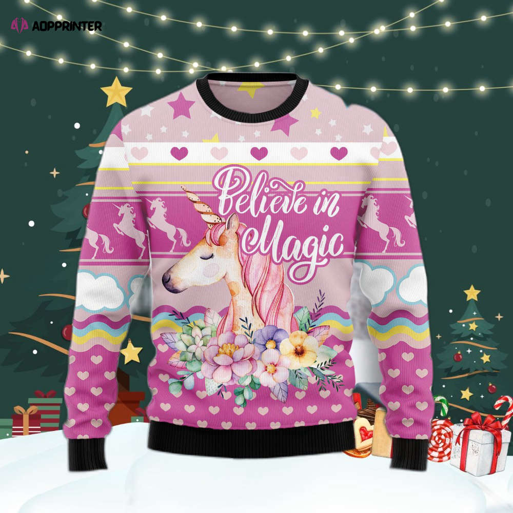 Unicorn Believe In Magic Ugly Christmas Sweater – Men & Women Adult US4400 Unicorn Believe In Magic Ugly Christmas Sweater – Men & Women Adult US4400