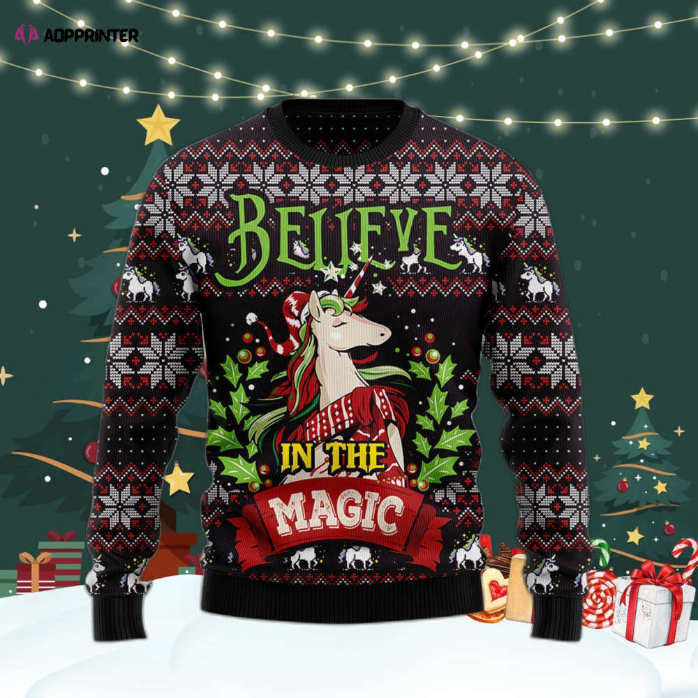 Unicorn Believe In The Magic Ugly Christmas Sweater – Men & Women US4402 Unicorn Believe In The Magic Ugly Christmas Sweater – Men & Women US4402