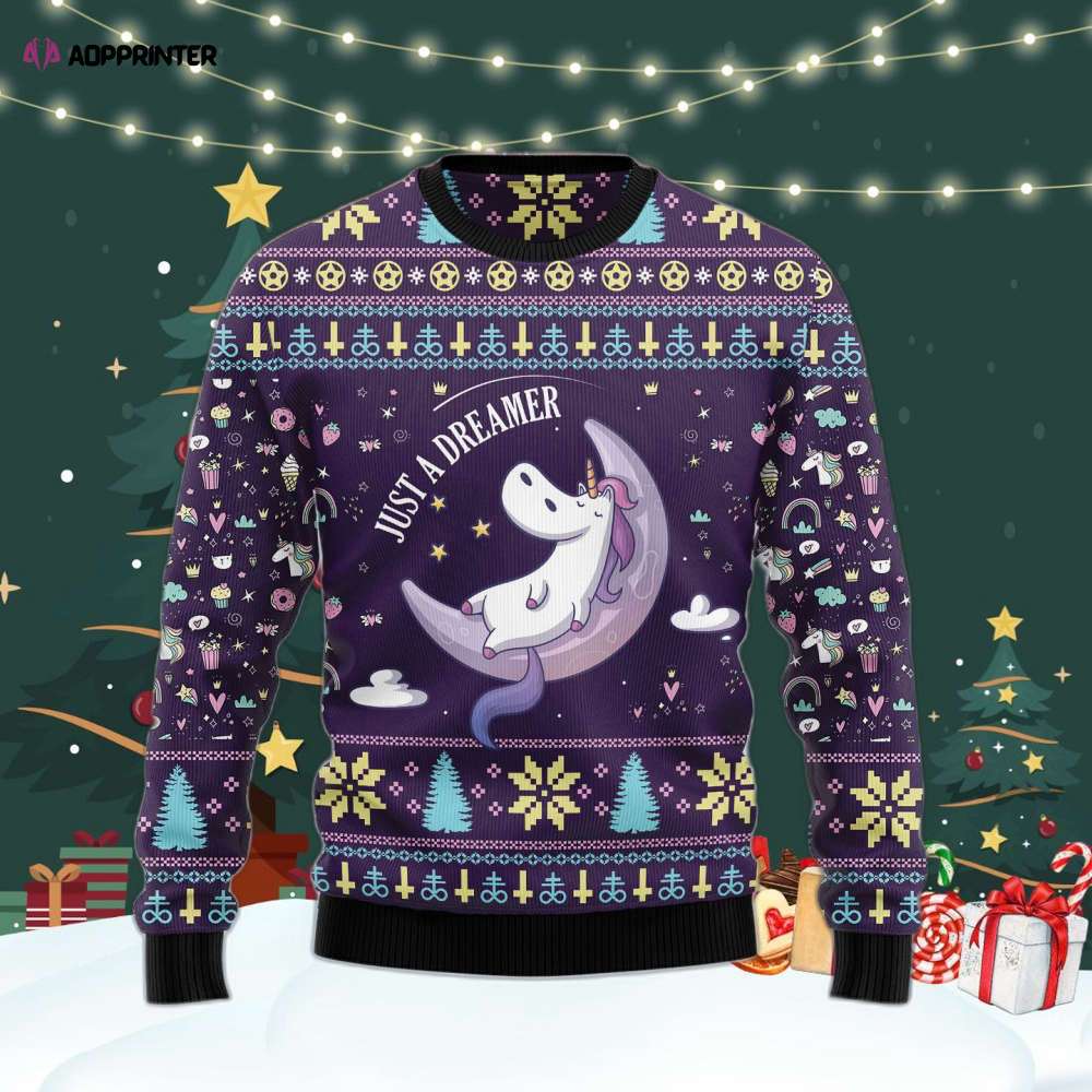 Unicorn Dreamer Ugly Christmas Sweater For Men & Women Adult US4422 Unicorn Dreamer Ugly Christmas Sweater For Men & Women Adult US4422