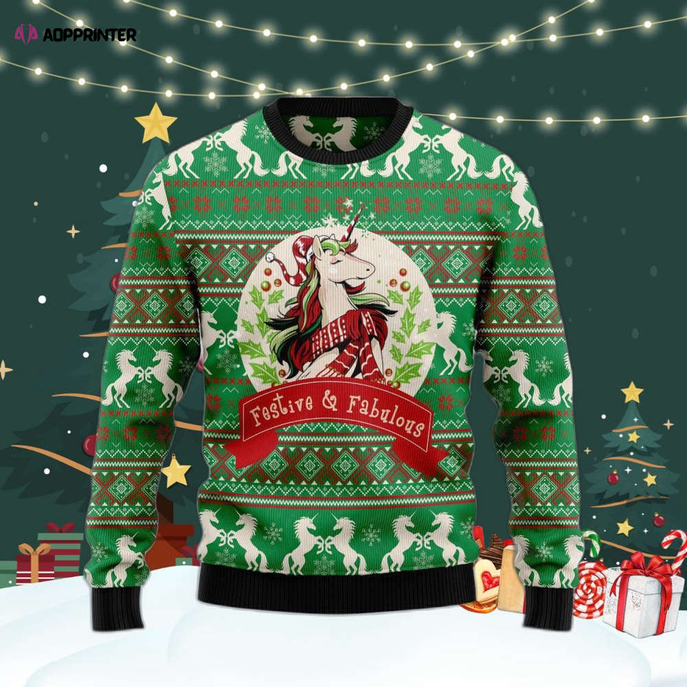 Unicorn Festive & Fabulous Ugly Christmas Sweater For Men & Women Adult US4421 Unicorn Festive & Fabulous Ugly Christmas Sweater For Men & Women Adult US4421