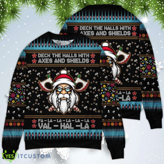 Viking Deck The Halls With Axes And Shields Christmas Sweatshirt Sweater