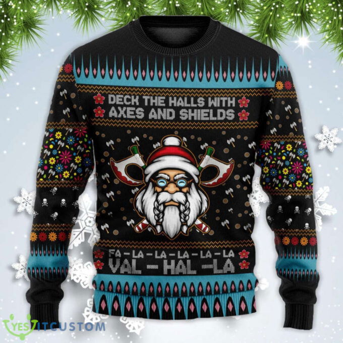Viking Deck The Halls With Axes And Shields Christmas Sweatshirt Sweater