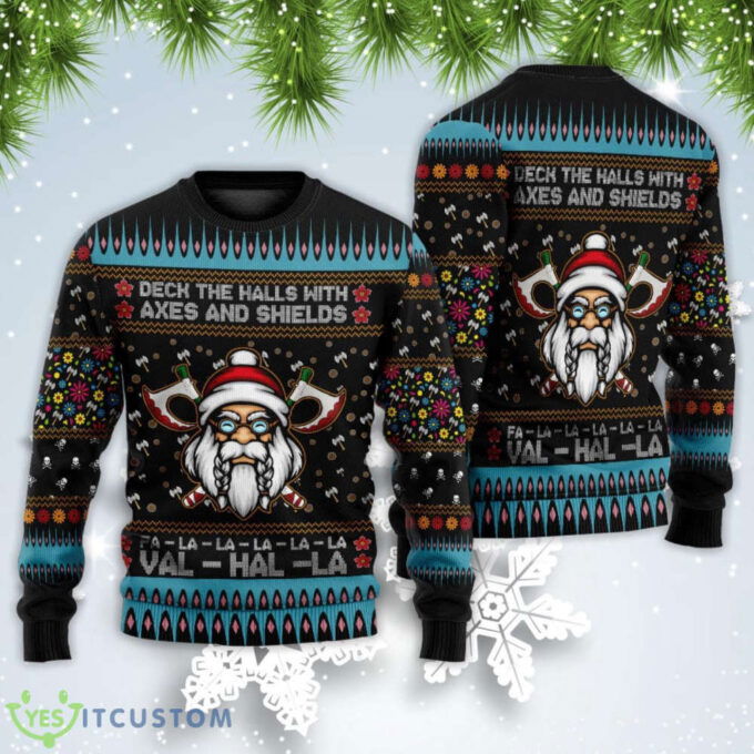 Viking Deck The Halls With Axes And Shields Christmas Sweatshirt Sweater