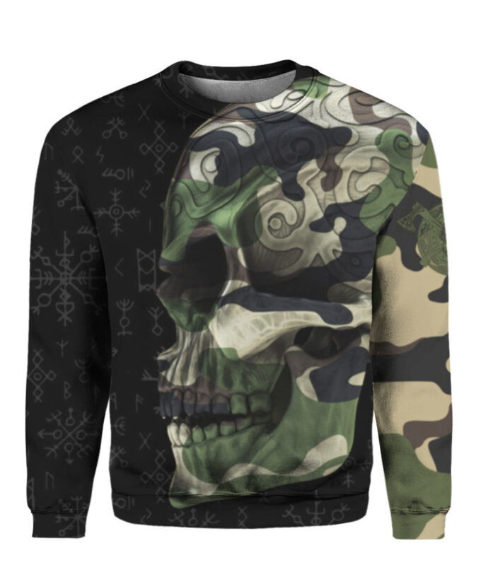 Viking Skull Camo All Over Crewneck Sweatshirt For Men & Women Hp1374A