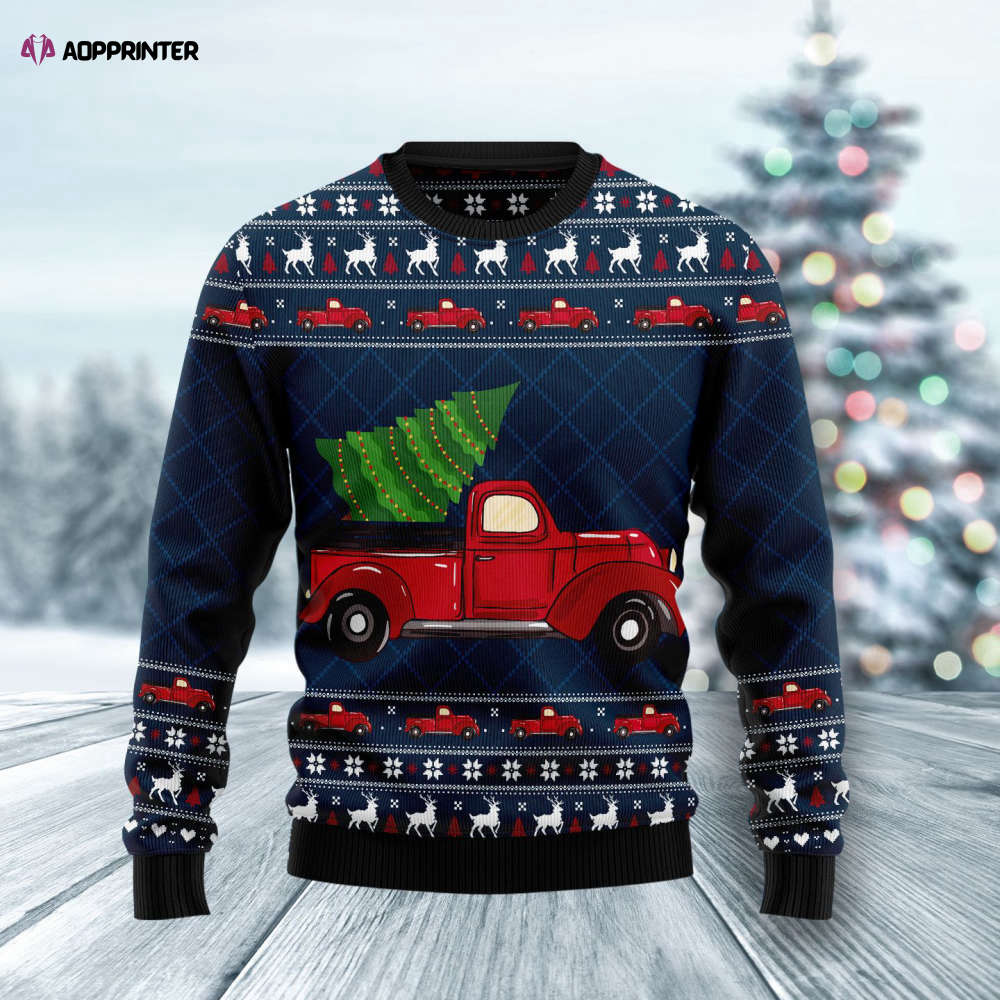 Vintage Red Truck Ugly Christmas Sweater – Men & Women s Adult US4404 Vintage Red Truck Ugly Christmas Sweater – Men & Women s Adult US4404