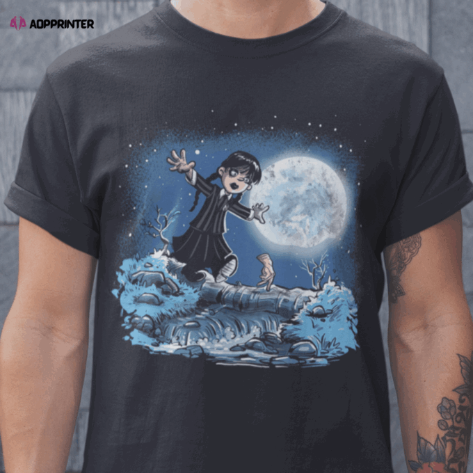Wednesday and Hand Calvin and Hobbes The Addams Family Mashup T-Shirt