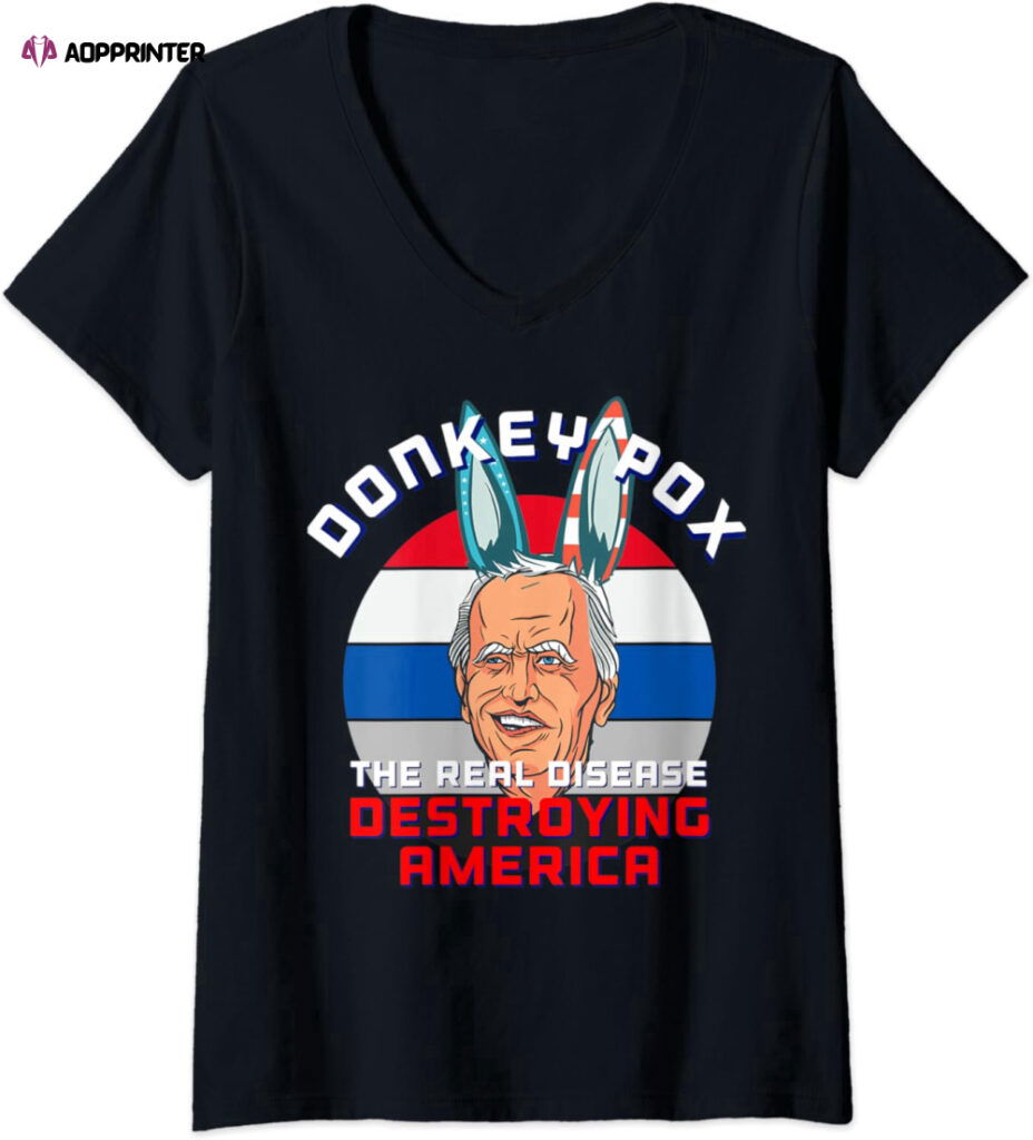 Womens Donkey Pox Great MAGA King Trump UltrA MAGA US Independence V-Neck T-Shirt Womens Donkey Pox Great MAGA King Trump UltrA MAGA US Independence V-Neck T-Shirt