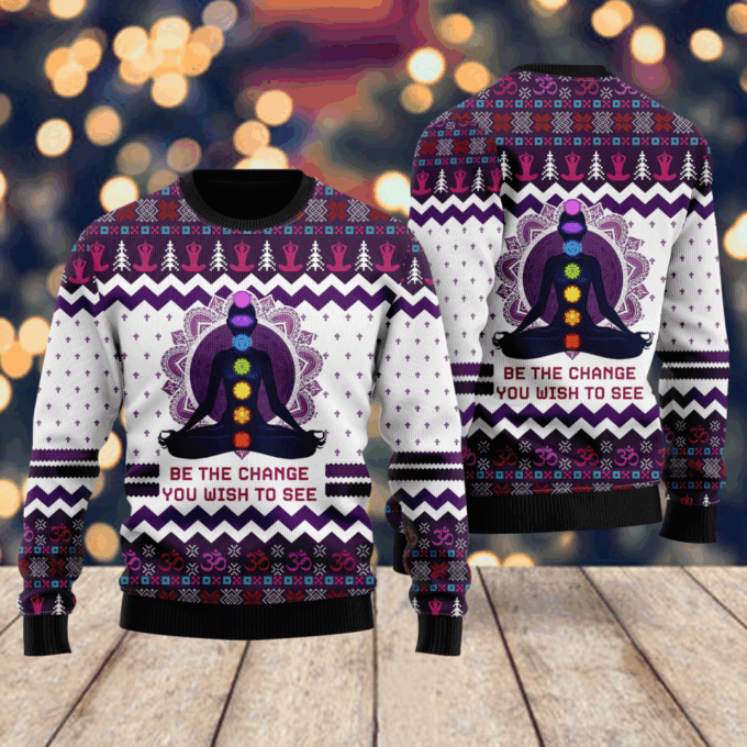 Yoga Be The Change Ugly Christmas Sweater – Men & Women Adult US4337: Festive and Comfy Attire