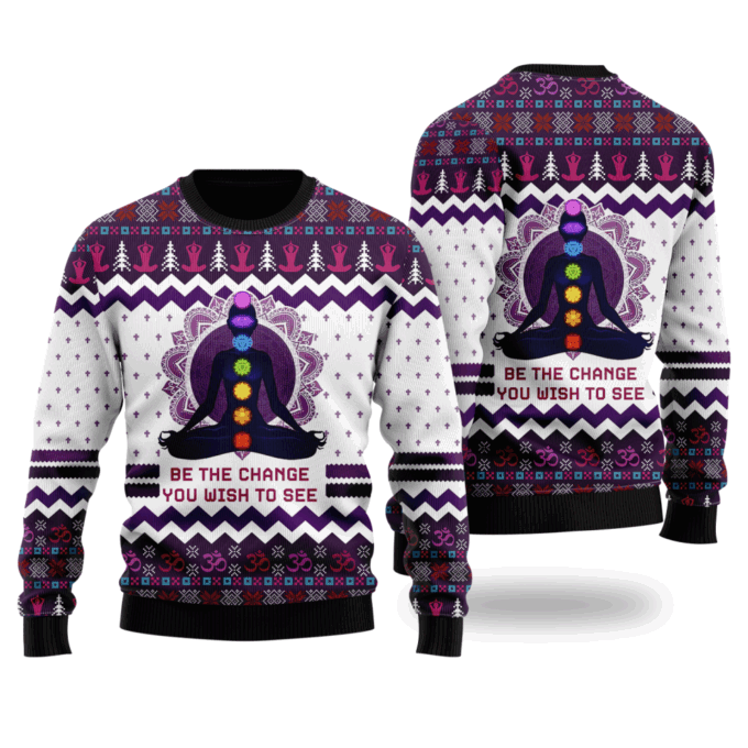 Yoga Be The Change Ugly Christmas Sweater – Men & Women Adult US4337: Festive and Comfy Attire