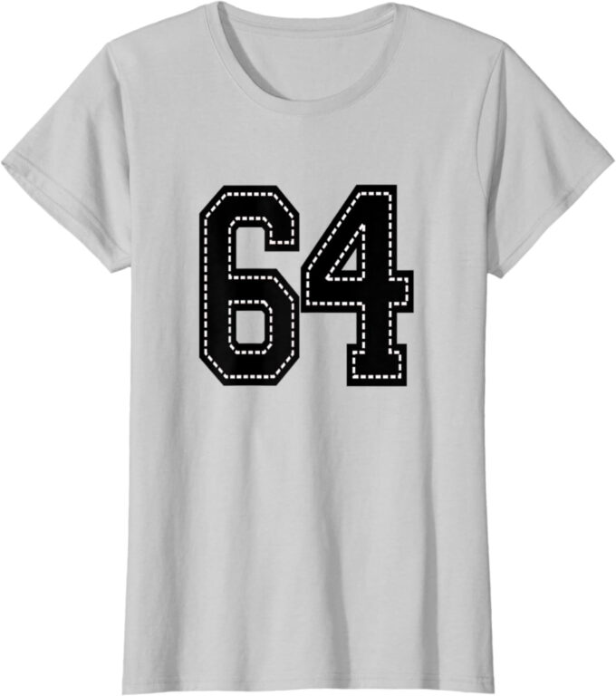 #64 SIXTY FOUR Football Baseball Basketball Cheer Teams Fan T-Shirt
