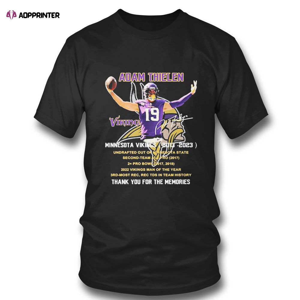 Adam Thielen Minnesota Vikings 2023 Thank You For The Memories Signature T-shirt Adam Thielen Minnesota Vikings 2023 Thank You For The Memories Signature T-shirt