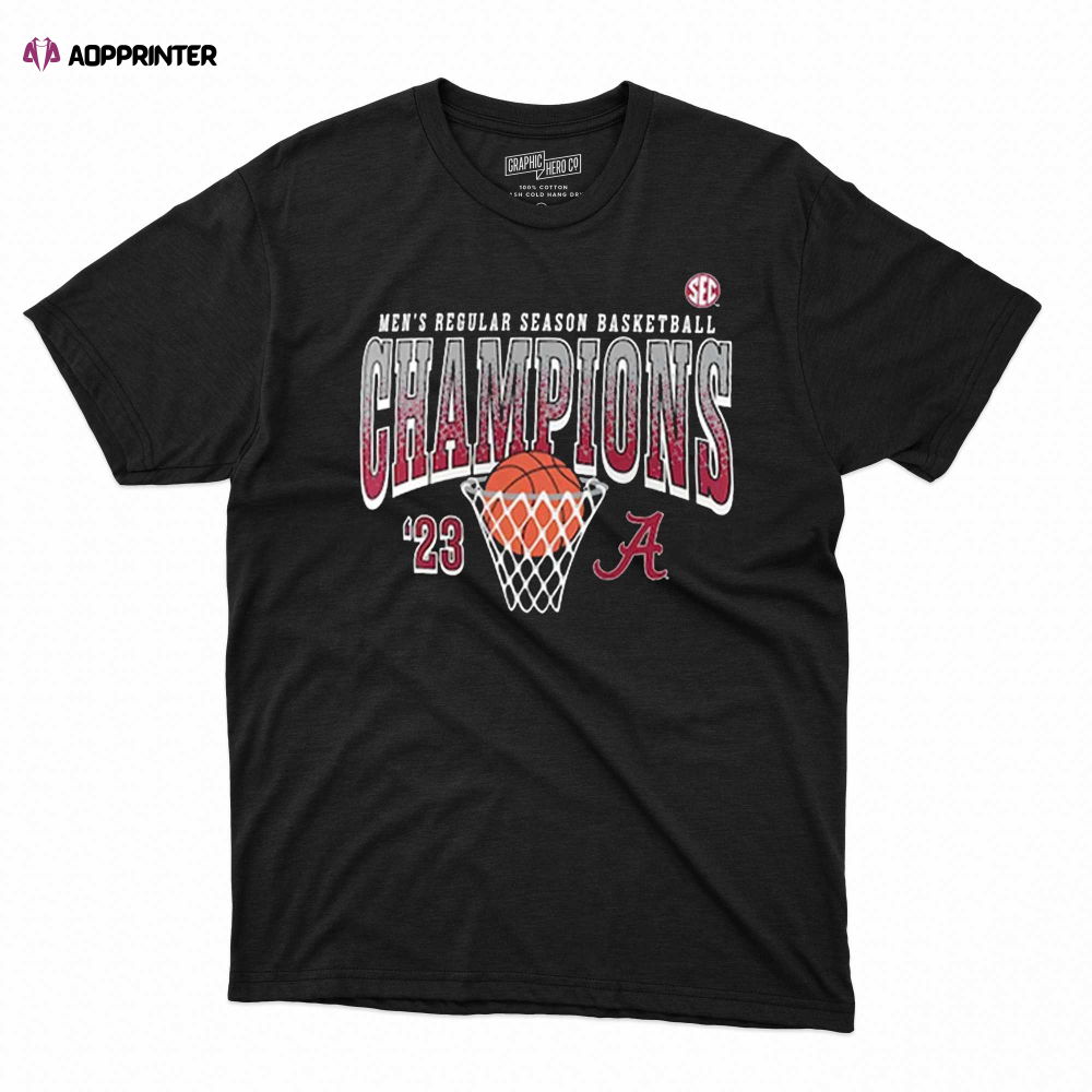 Alabama Crimson Tide 2023 Sec Men’s Basketball Regular Season Champions T-shirt Alabama Crimson Tide 2023 Sec Men’s Basketball Regular Season Champions T-shirt