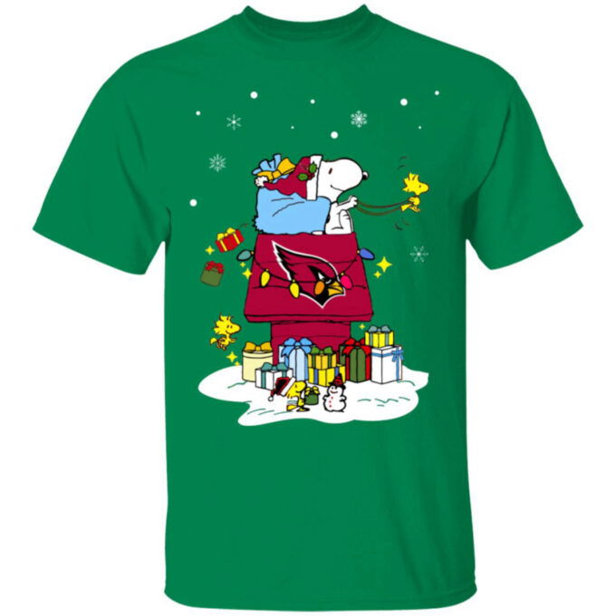 Arizona Cardinals Santa Snoopy Wish You A Merry Christmas Shirt