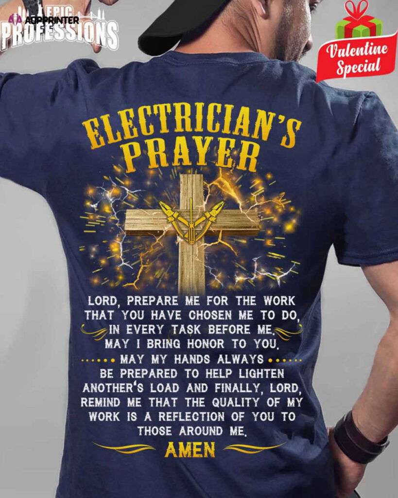Awesome Electrician’s Prayer Navy Blue Electrician T-shirt For Men And Women Awesome Electrician’s Prayer Navy Blue Electrician T-shirt For Men And Women