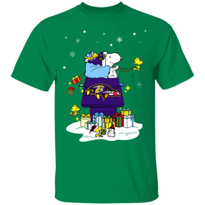 Baltimore Ravens Santa Snoopy Wish You A Merry Christmas Shirt