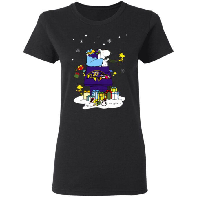Baltimore Ravens Santa Snoopy Wish You A Merry Christmas Shirt
