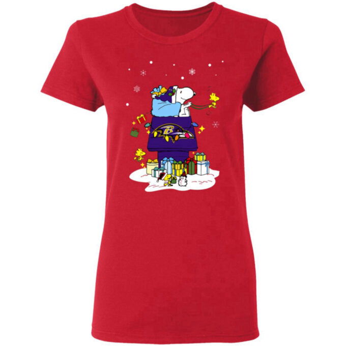 Baltimore Ravens Santa Snoopy Wish You A Merry Christmas Shirt