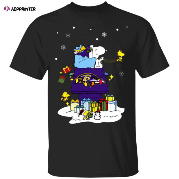 Baltimore Ravens Santa Snoopy Wish You A Merry Christmas Shirt