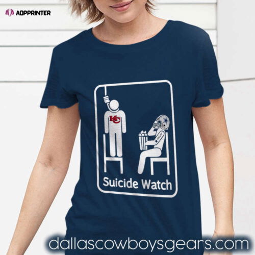 Dallas Cowboys Shirts For Women – Kansas City Chiefs Suicide Watch With Popcorn Funny Shirt