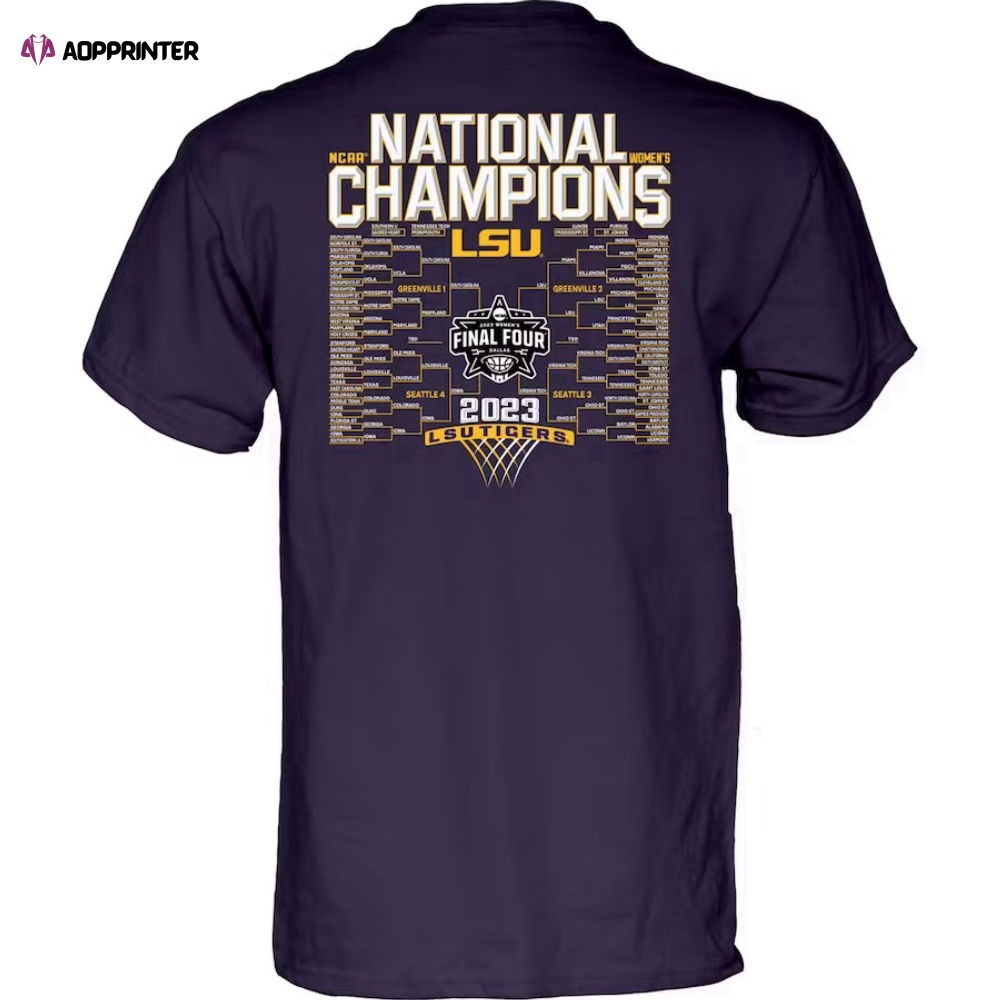 Lsu Tigers Blue 84 2023 Ncaa Womens Basketball National Champions Bracket T-shirt Lsu Tigers Blue 84 2023 Ncaa Womens Basketball National Champions Bracket T-shirt