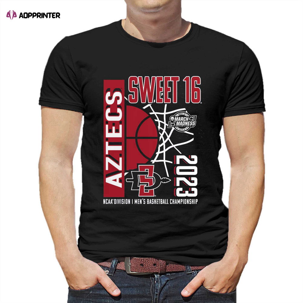 San Diego State Aztecs 2023 Ncaa Men’s Basketball Tournament March Madness Sweet 16 T-shirt San Diego State Aztecs 2023 Ncaa Men’s Basketball Tournament March Madness Sweet 16 T-shirt