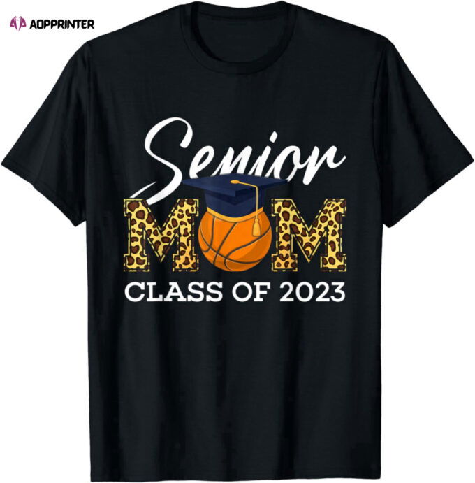 Senior Basketball Mom Class Of 2023 Leopard Graduation Boys T-Shirt
