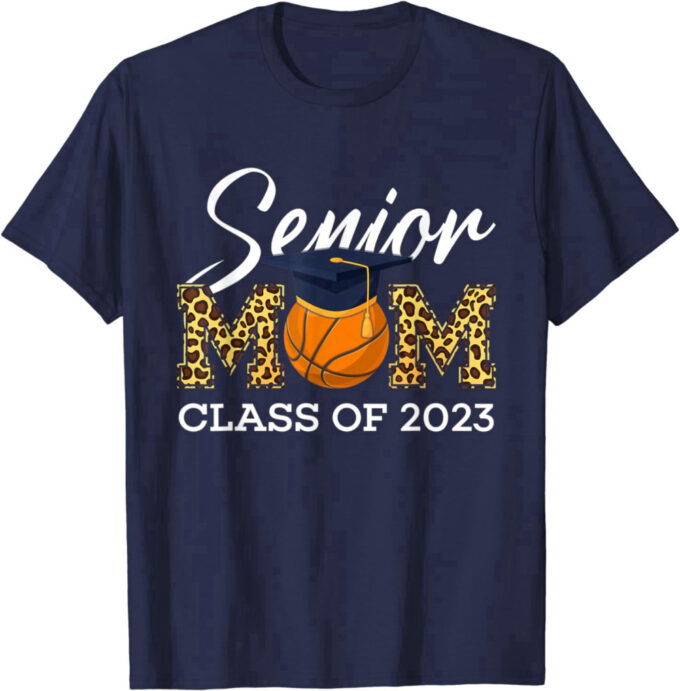 Senior Basketball Mom Class Of 2023 Leopard Graduation Boys T-Shirt