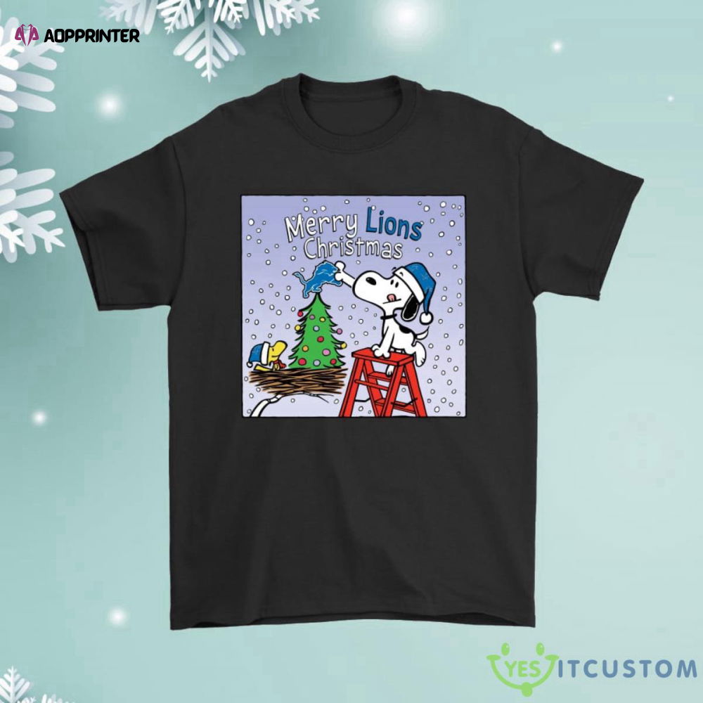 Snoopy And Woodstock Merry Detroit Lions Christmas Shirt Snoopy And Woodstock Merry Detroit Lions Christmas Shirt