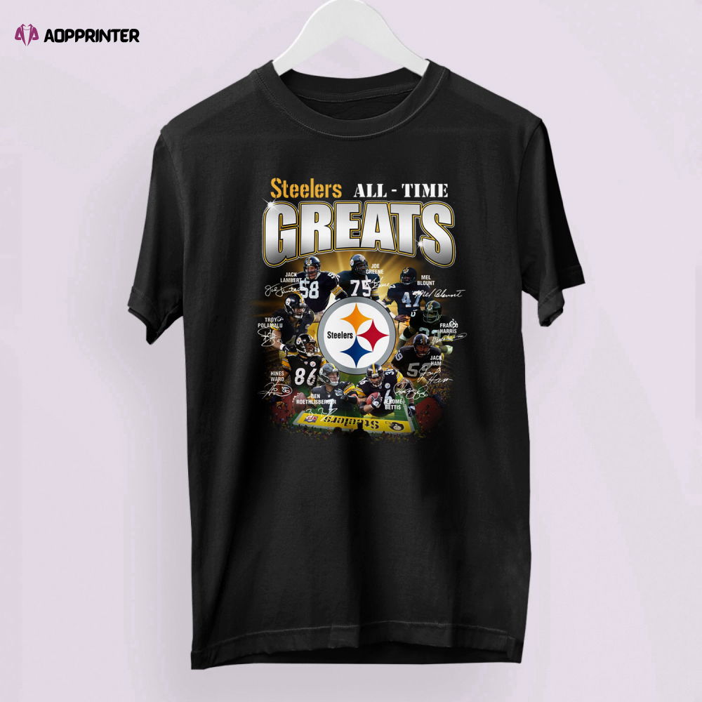 Steelers All-Time Greats Signatures Shirt, Pittsburgh Steelers, Troy Polamalu, Joe Greene Signatures Steelers All-Time Greats Signatures Shirt, Pittsburgh Steelers, Troy Polamalu, Joe Greene Signatures