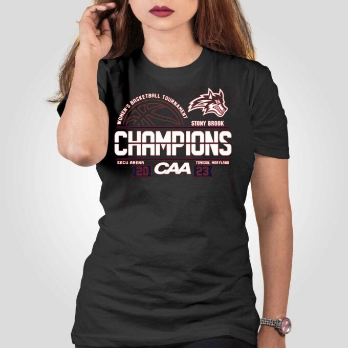 Stony Brook Seawolves 2023 Caa Women’s Basketball Conference Tournament Champions Locker Room T-shirt