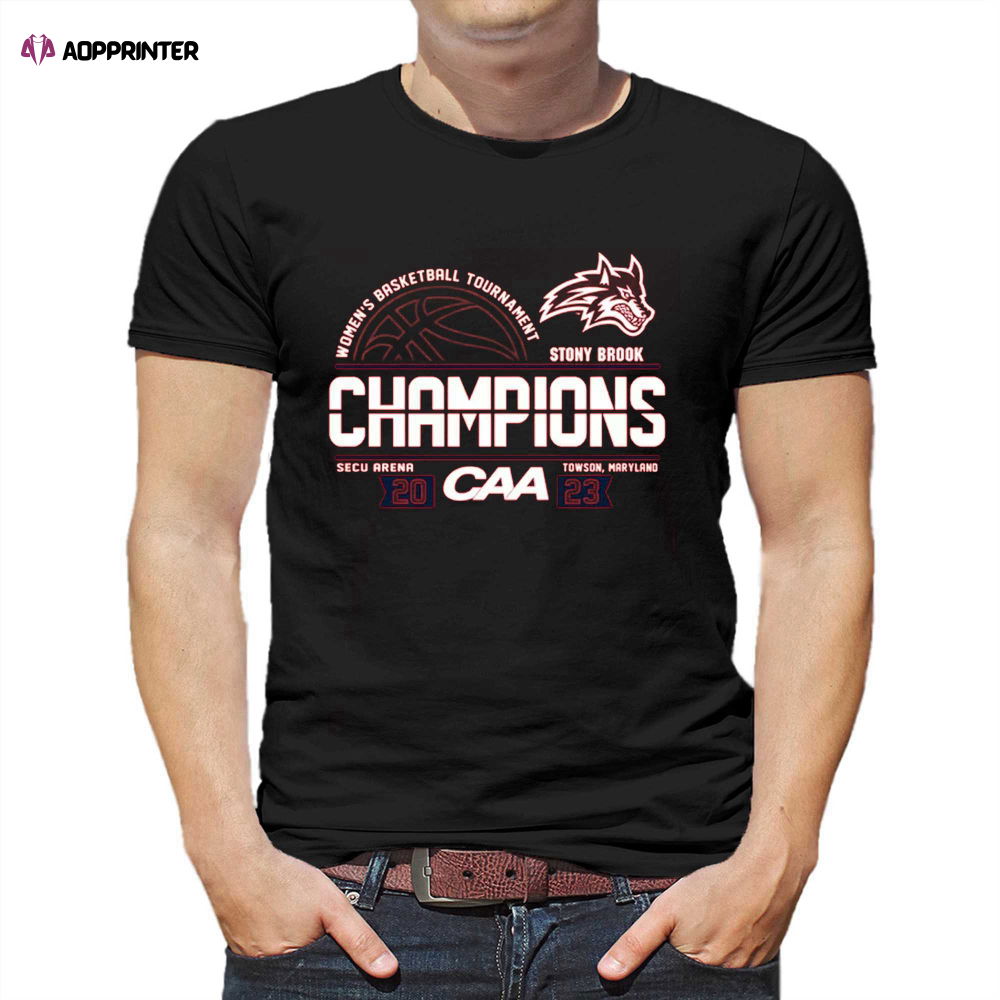 Stony Brook Seawolves 2023 Caa Women’s Basketball Conference Tournament Champions Locker Room T-shirt Stony Brook Seawolves 2023 Caa Women’s Basketball Conference Tournament Champions Locker Room T-shirt