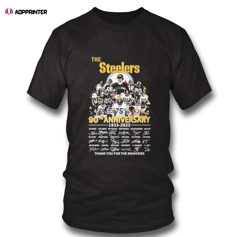 The Pittsburgh Steelers 90th Anniversary 1933 2023 Thank You For The Memories Signatures Shirt The Pittsburgh Steelers 90th Anniversary 1933 2023 Thank You For The Memories Signatures Shirt