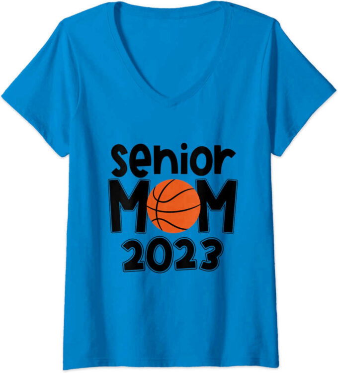 Womens Senior Mom Class Of 2023 Basketball Mom Graduation Apparel V-Neck T-Shirt